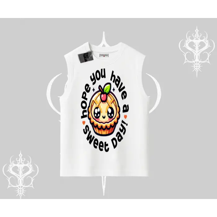 Sweet Day Cupcake Baskılı Kolsuz Tshirt