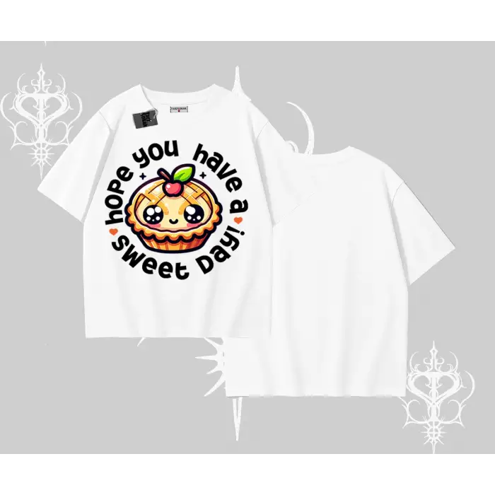 Sweet Day Cupcake Baskılı Oversize Tshirt