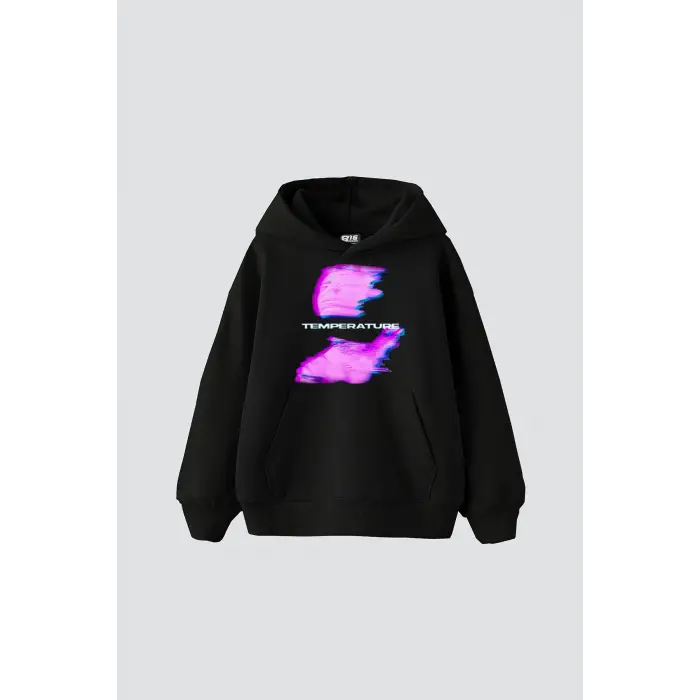 Temperature Baskılı Oversize Unisex Siyah