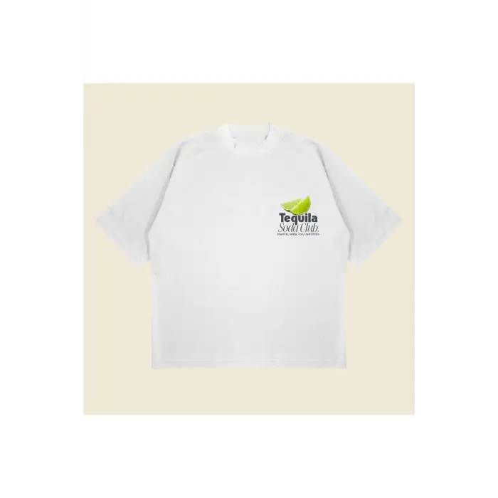 Tequila Soda Baskılı Oversize Unisex Pamuklu Nefes Alan Kalın Kumaşlı