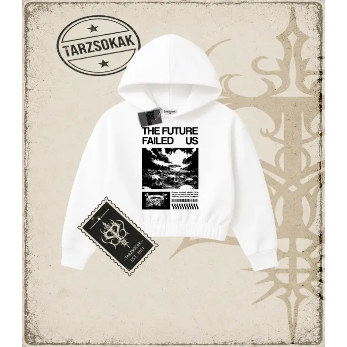 THE FUTURE Kadın Crop Kapşonlu Sweatshirt