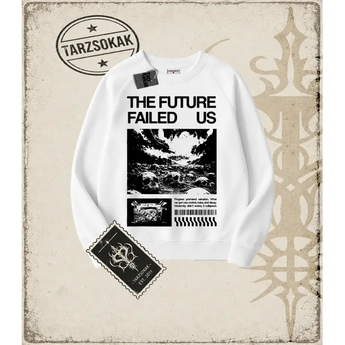 THE FUTURE Oversize Unisex Bisiklet Yaka Sweatshirt