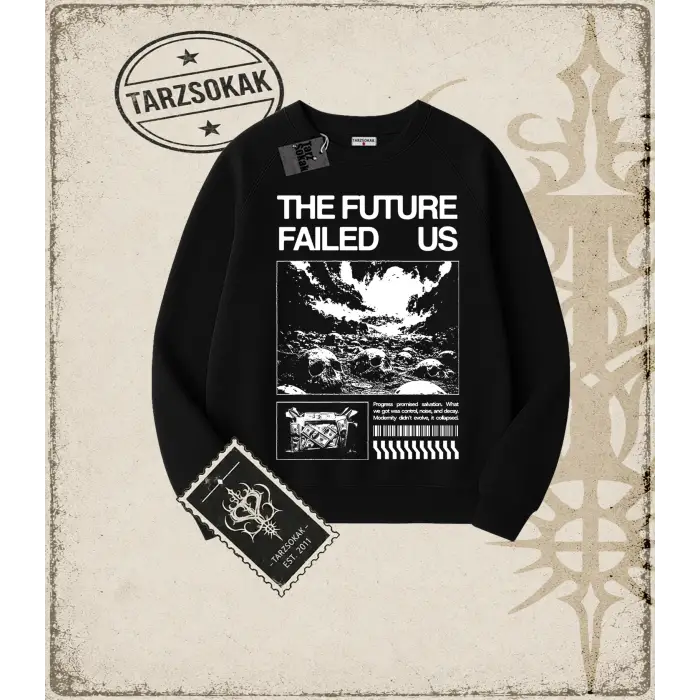 THE FUTURE Oversize Unisex Bisiklet Yaka Sweatshirt