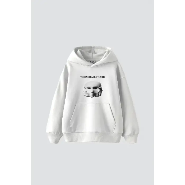 The Ineffable Truth Baskılı Oversize Unisex Premium Beyaz