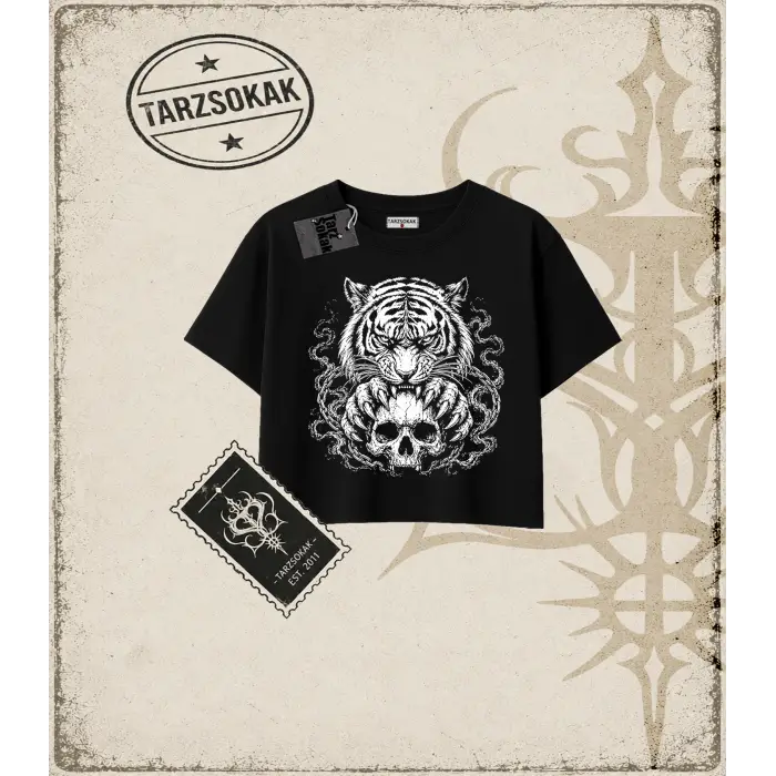 TIGER DarkArt   Kadın Crop Tişört