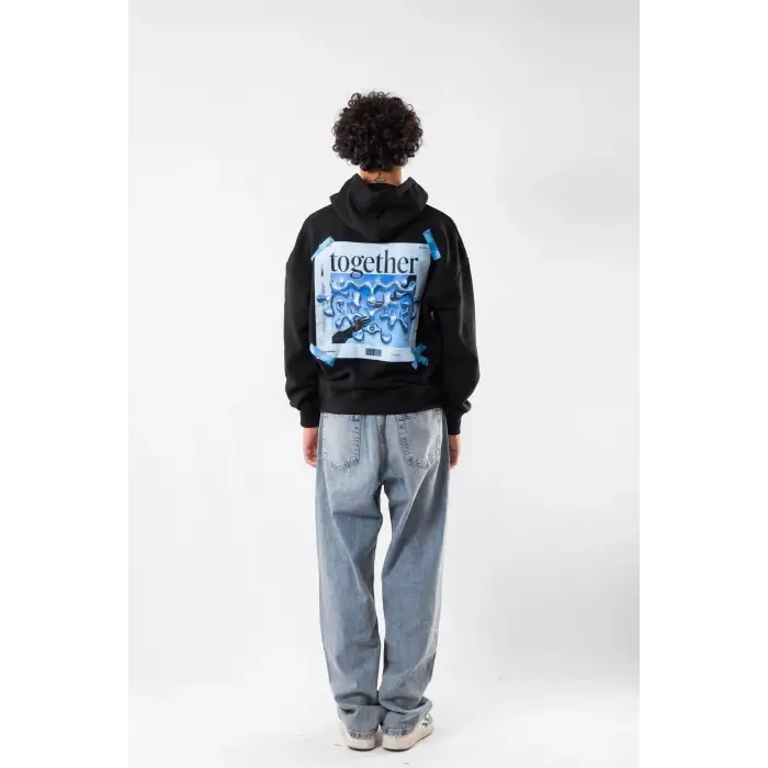 Together Baskılı Oversize Unisex Siyah