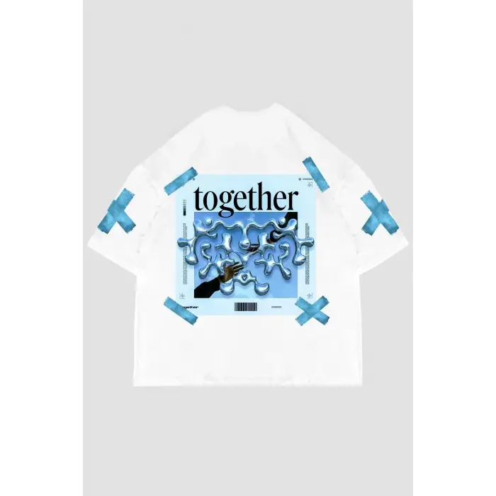 Together Sırt Baskılı Oversize Unisex Beyaz