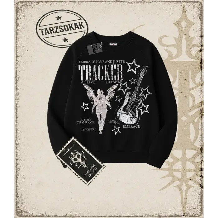 Tracker Oversize Unisex Bisiklet Yaka Sweatshirt