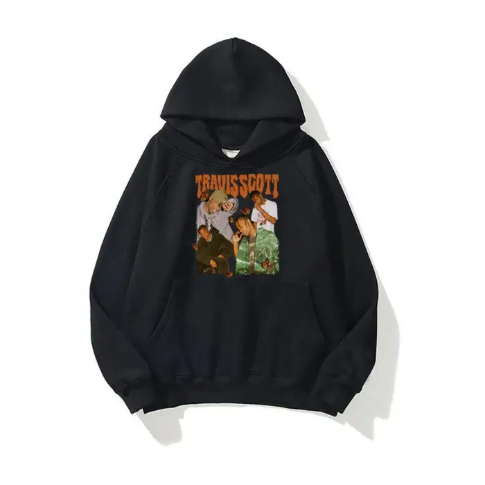Travis Scott Butterfly Sweatshirt Hoodie Siyah