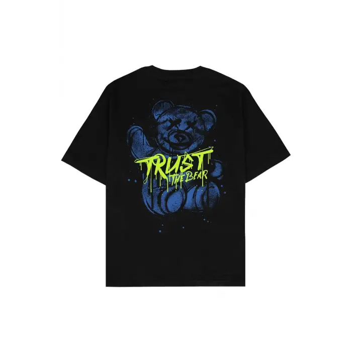 Trust The Bear Siyah Oversize Unisex T-shirt