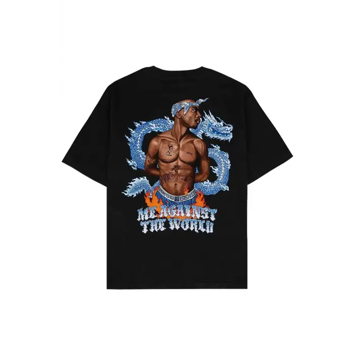 Tupac Siyah Oversize Unisex T-shirt