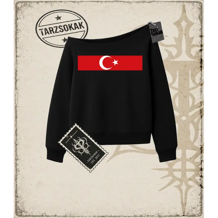 TÜRKİYE   Kadın Kayık Yaka Sweatshirt