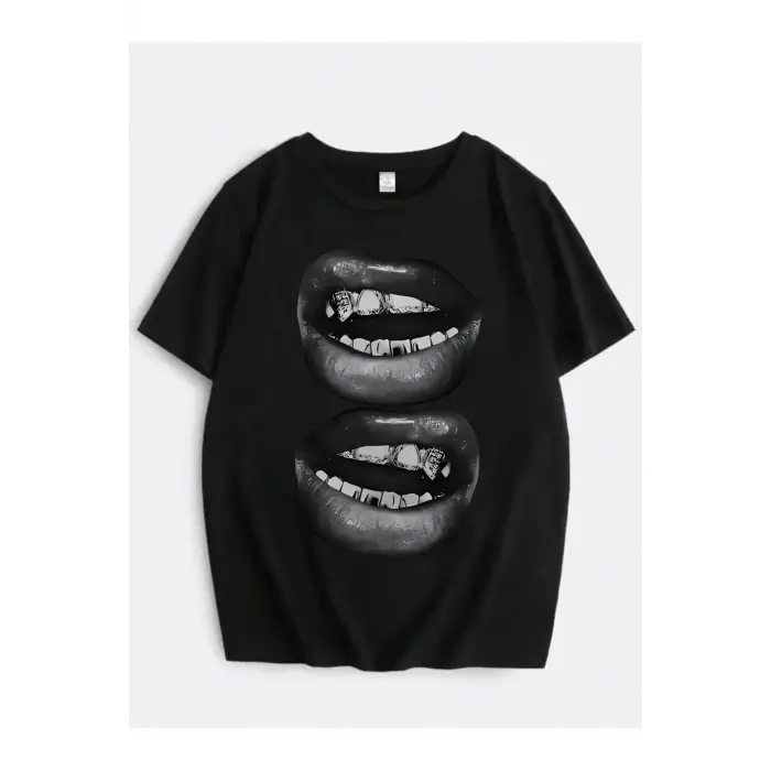 Two Lips Baskılı Unisex Oversize