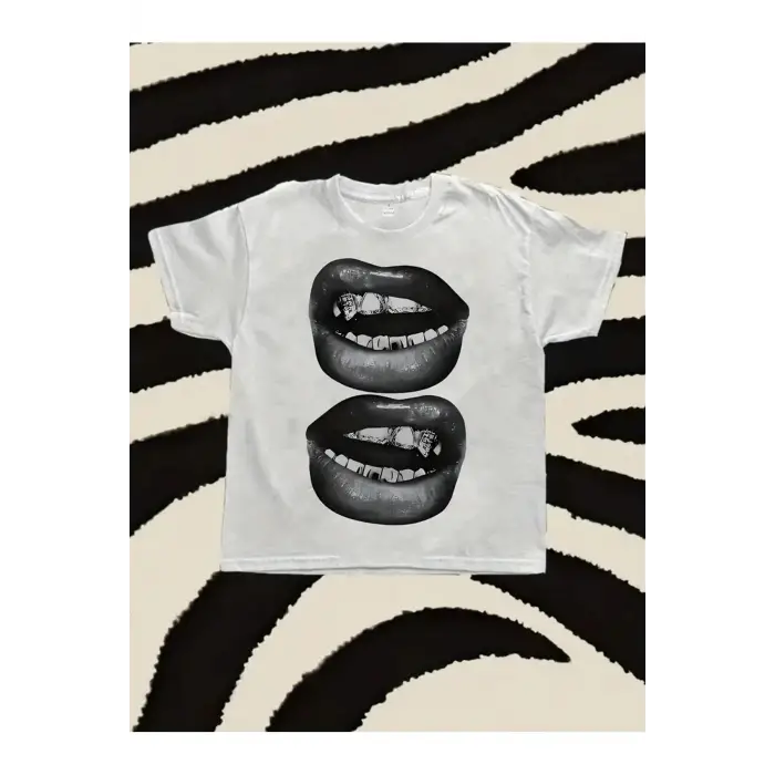 Two Lips Baskılı Unisex Oversize