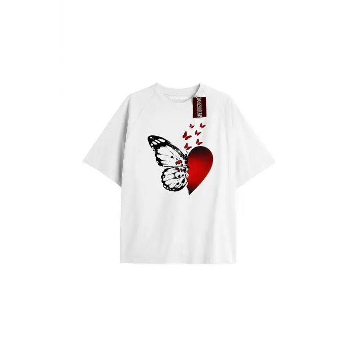 Uçak Baskılı Oversize Kalıp Unisex T-shirt