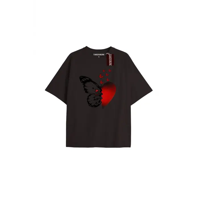 Uçak Baskılı Oversize Kalıp Unisex T-shirt