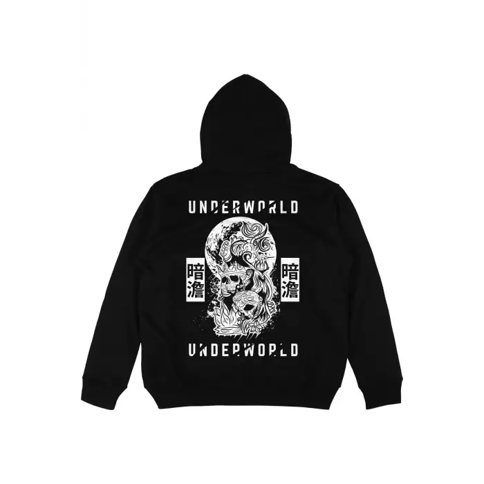 Underworld Siyah Oversize Unisex Kapüşonlu Sweatshirt Hoodie