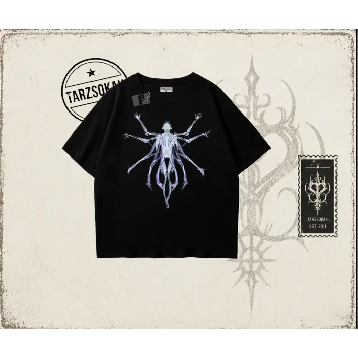Unisex Alien Oversize Unisex Tişört Beyaz