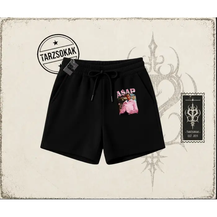 Unisex Asap Rocky Unisex Şort Beyaz