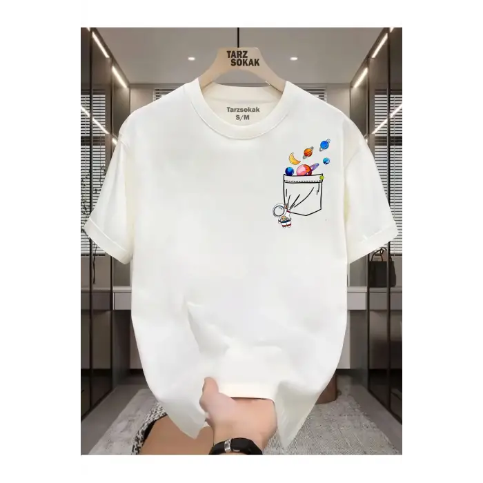 UNİSEX Astronot Minimalis Baskı T-shirt