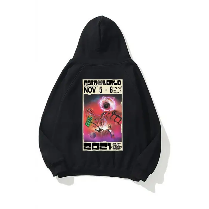 Unisex Astroworld 2021 Siyah Sweatshirt