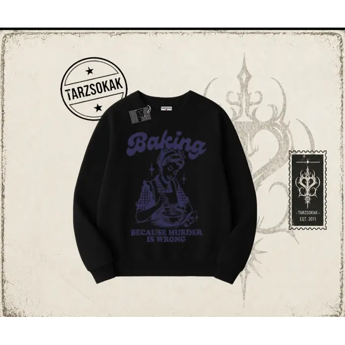 Unisex Baking Oversize Unisex Bisiklet Yaka Sweatshirt Beyaz