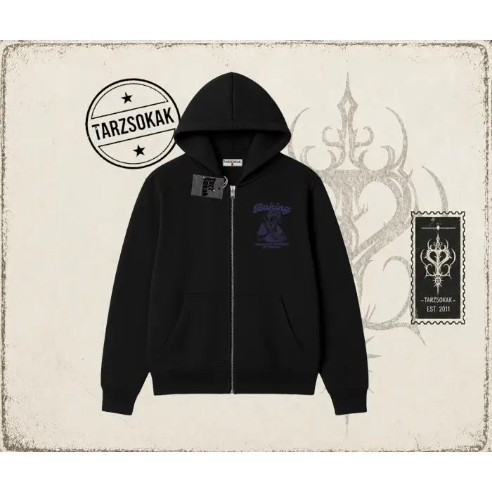 Unisex Baking Oversize Unisex Hırka & Çeket Fermuarlı Sweatshirt Beyaz