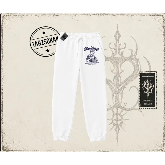 Unisex Baking Unisex Jogger Eşofman Altı Beyaz