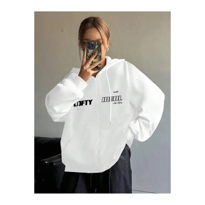 Unisex Basic Slim Fit Kapüşonlu Fermuarlı Cepli Sweatshirt Bebe Mavi BEBE MAVİ