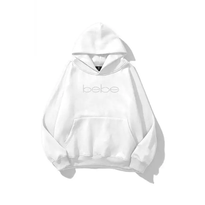 Unisex Bebe Taş Baskılı Sweatshirt Beyaz