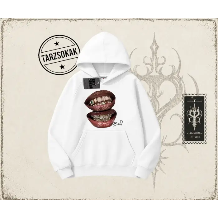 Unisex Belief Oversize Unisex Kapşonlu Sweatshirt Beyaz