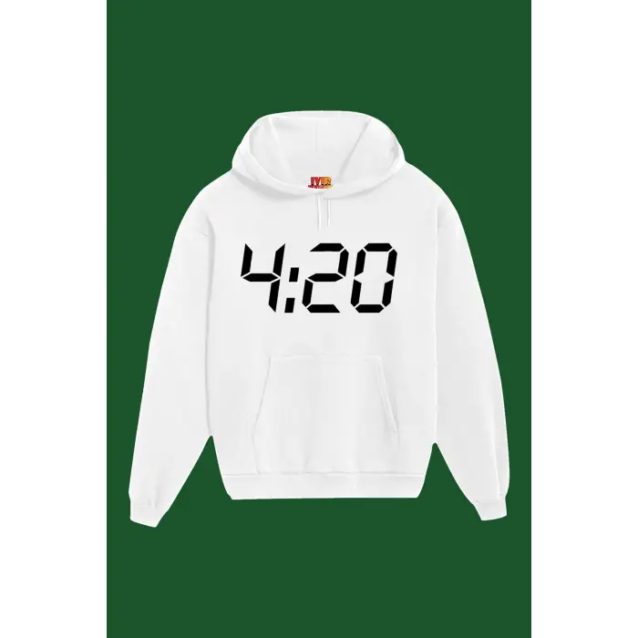 Unisex Beyaz 4.20 Baskılı Sweatshirt