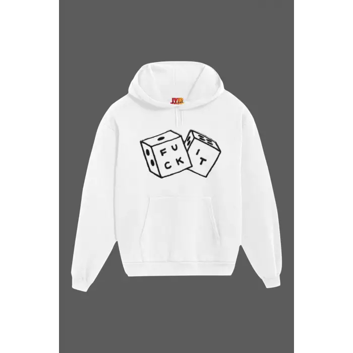 Unisex Beyaz Zar Baskılı Sweatshirt