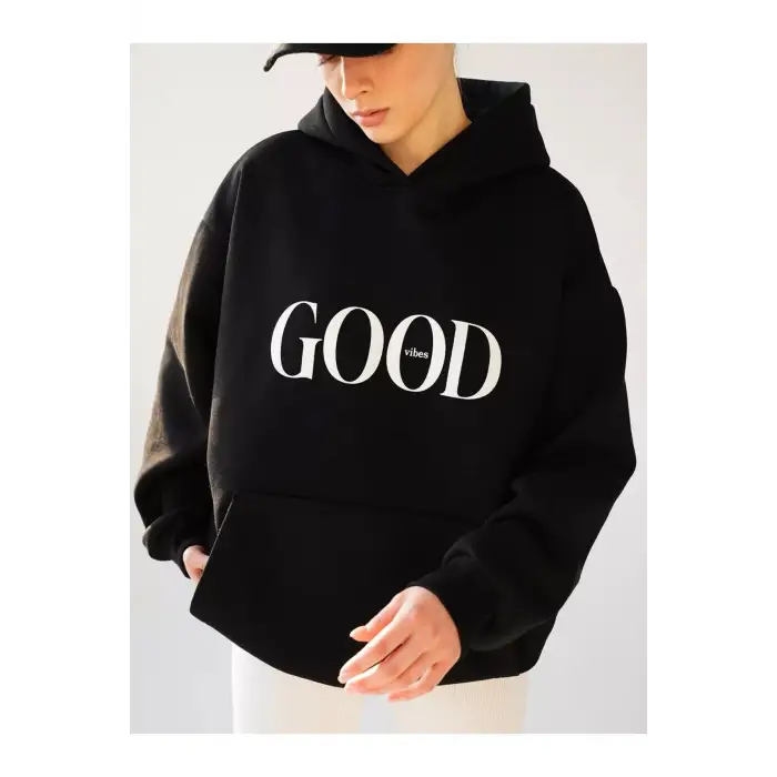 Unisex Big Good Vibes Sweatshirt Siyah