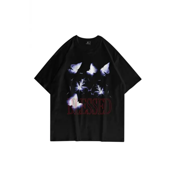 Unisex Blessed Siyah Tshirt