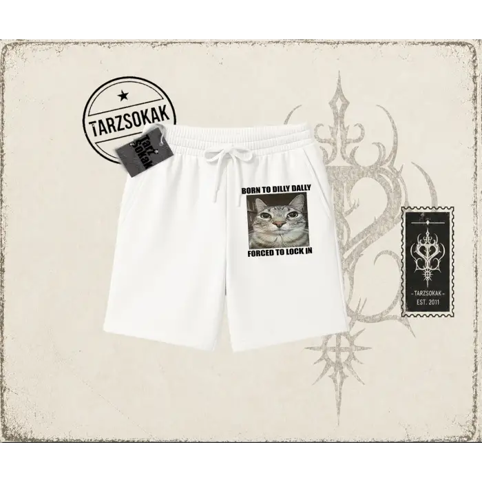 Unisex Born to Dilly Dally Unisex Şort Beyaz