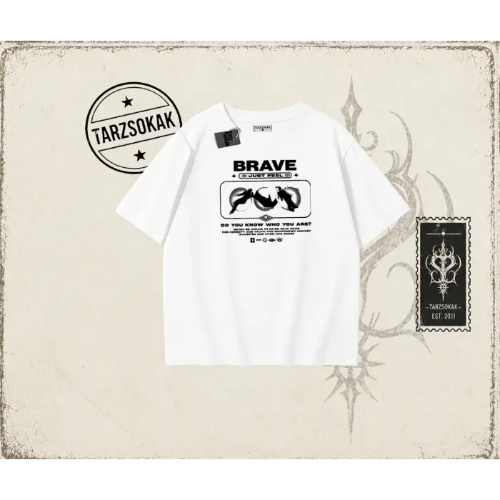 Unisex Brave Oversize Unisex Tişört Beyaz