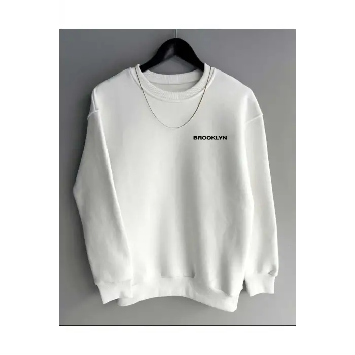 Unisex Brooklyn Baskılı Sweatshirt KPP-siyah-brooklyn