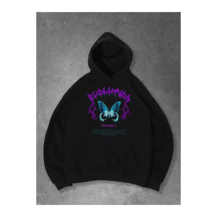 Unisex Butterfly Sweatshirt Siyah
