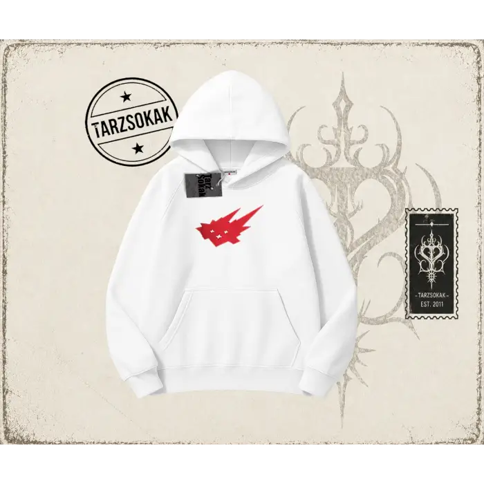 Unisex Cacti Travis Scott Oversize Unisex Kapşonlu Sweatshirt Beyaz