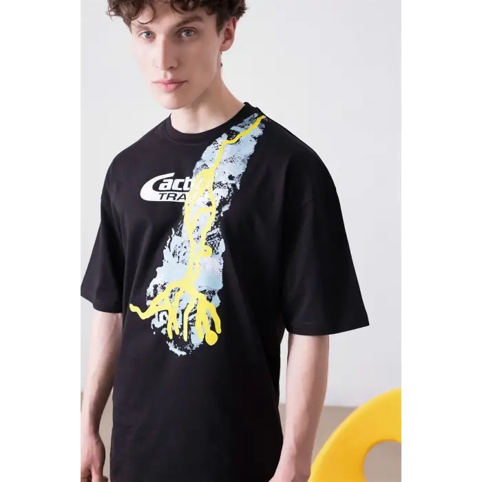 Unisex Cactus Trails Siyah Tshirt