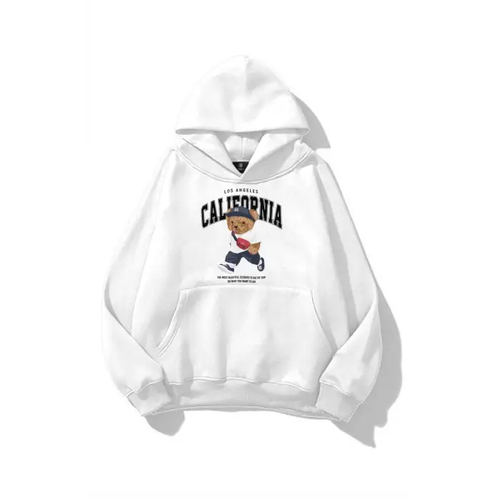 Unisex California Bear Sweatshirt Beyaz