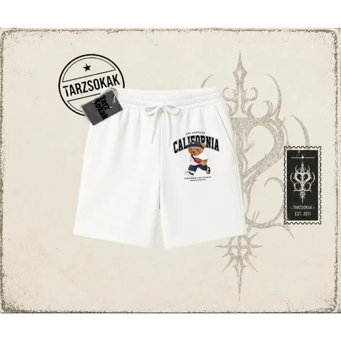 Unisex California Bear Unisex Şort Beyaz