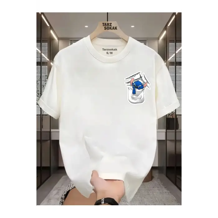 UNİSEX Canavar Minimalis Baskı T-shirt
