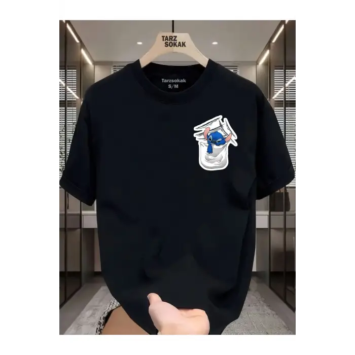 UNİSEX Canavar Minimalis Baskı T-shirt