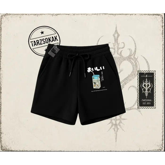 Unisex Cat Lemon Juice Unisex Şort Beyaz