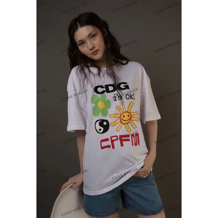 Unisex Cdg Im Ok! Cpfm Beyaz Tshirt