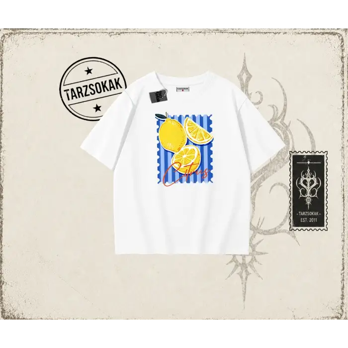 Unisex Citrus Oversize Unisex Tişört Beyaz