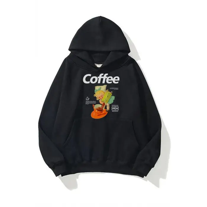 Unisex Coffee Siyah Sweatshirt