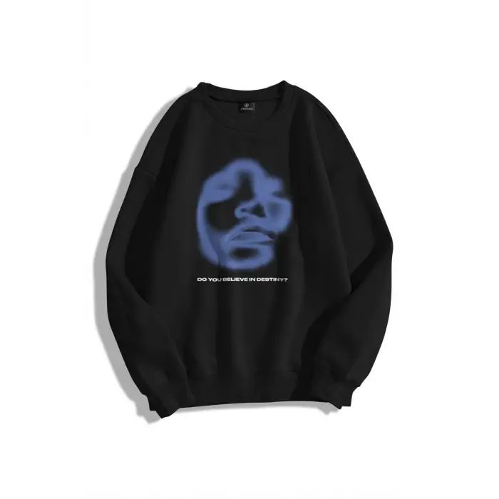 Unisex Destiny Bisiklet Yaka Sweatshirt Siyah